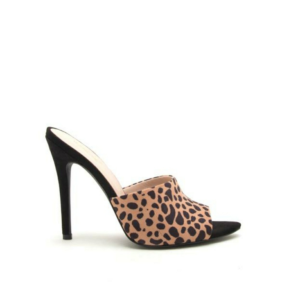 LAST ONE SIZE 6 Leopard Print Open Toe Mule Heels